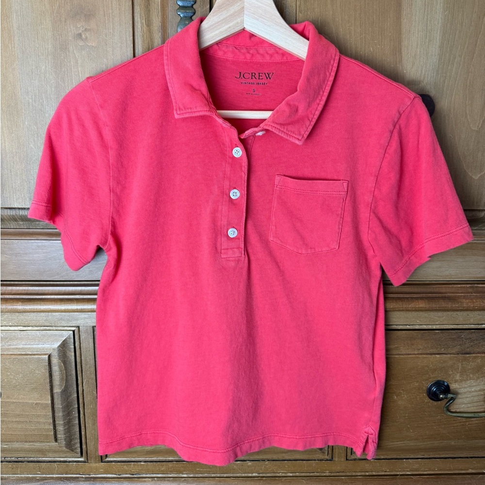 J. Crew Vintage Jersey Red Polo Shirt - Short Sleeve